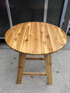 Click to enlarge image  -  CEDAR ROUND TOP DIRECTOR'S TABLE - 36" DIA. BAR HEIGHT TABLE